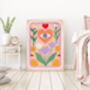 Pink Heart Abstract Flower Art Print, thumbnail 3 of 3