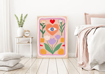 Pink Heart Abstract Flower Art Print, 3 of 3