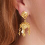 Gold Plated Filigree Bell Shape Stud Drop Earrings, thumbnail 4 of 8