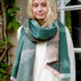 Forest Green To Dusky Pink Leaf Embossed Scarf, thumbnail 3 of 4