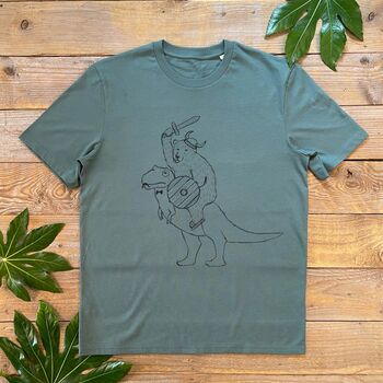 Bear Riding Dinosaur Men's Organic T Shirt, 5 of 7