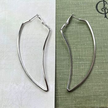 Modern Abstract Minimalist Leaf Silver Plated Earrings, 2 of 6