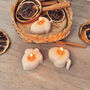 Set Of Three Beige Acorn Shaped Autumn Candles, thumbnail 4 of 10