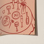 Here For The Food And Wine Illustrated Wall Art Print, thumbnail 8 of 11
