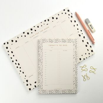 A4 Weekly Planner Desk Pad Dalmatian Print, 3 of 7
