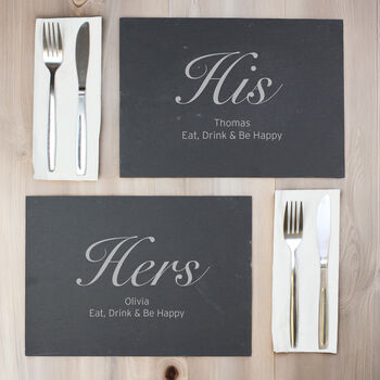 Personalised His And Hers Slate Placemat, 2 of 4