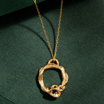 Large Blue Sapphire And Gold Vermeil Plated Necklace, 3 of 6