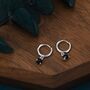 Sterling Silver 4mm Black Onyx Hoop Earrings, thumbnail 6 of 10