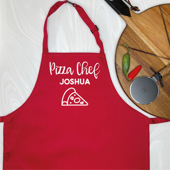 Pizza Chef Matching Siblings Personalised Apron Set, 2 of 2