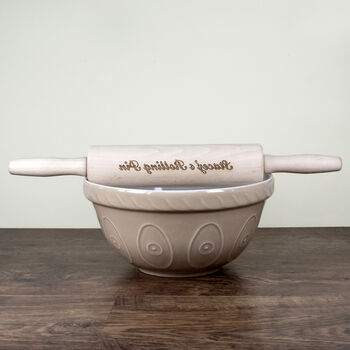 Personalised Beech Wood Revolving Rolling Pin, 7 of 8
