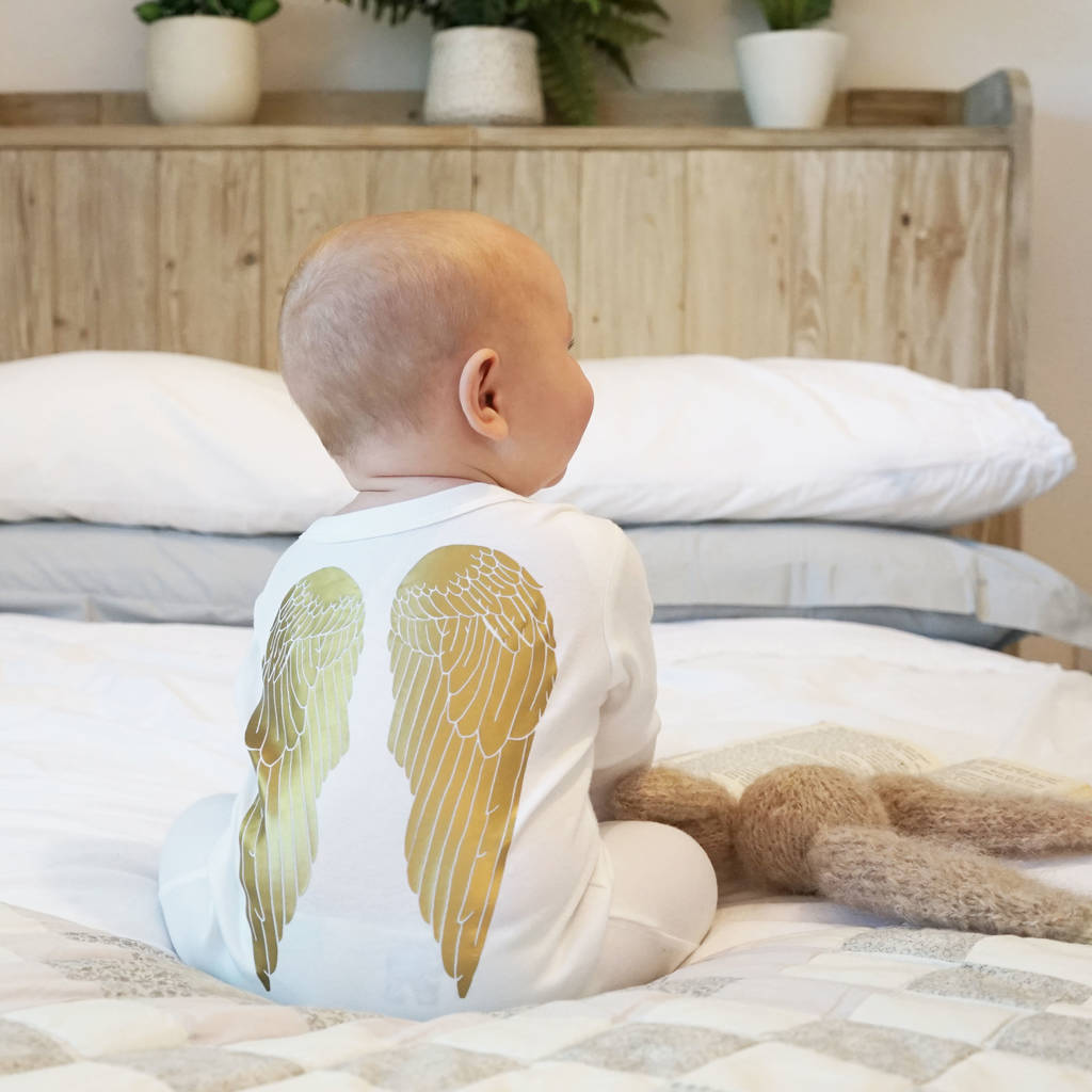 Angel Wings Baby Sleepsuit By Sparks And Daughters | notonthehighstreet.com