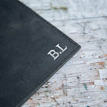 Personalised Black Buffalo Leather Passport Holder, 4 of 8