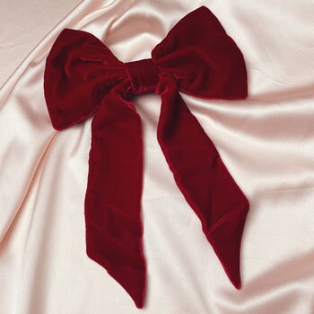 Eve Silk Velvet Christmas Tree Bow Topper, 2 of 6