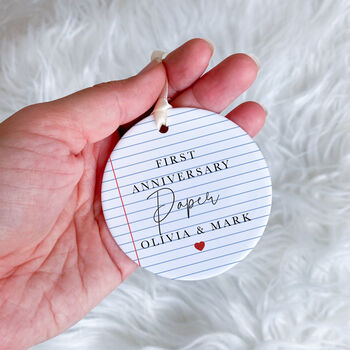 Personalised First Paper Anniversary Ceramic Ornament, 5 of 7