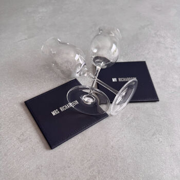 Mr And Mrs Leather Coasters – Wedding Or Anniversary Gift, 3 of 9