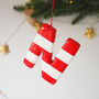 Personalised Handmade Red And White Candy Stripe Clay Hanging Letter, thumbnail 2 of 4
