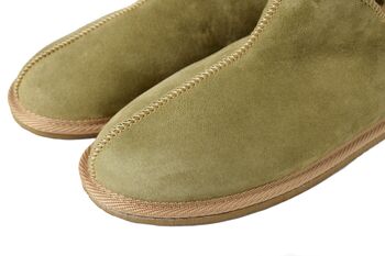 Sheepskin Slippers Olive 100% Hand Crafted Hard Sole, 3 of 5