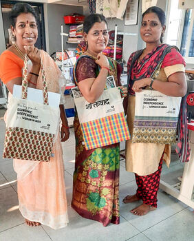 Surprise Sari Tote, Reusable Shopper Handmade In India, 2 of 12