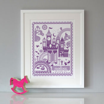 Personalised New Baby Princess Castle Print, 2 of 6