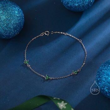 Tiny Cz Trio Bracelet In Sterling Silver, 8 of 11
