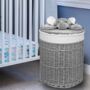 Set Of Two Grey Wicker Laundry Baskets With Elephant, thumbnail 4 of 5