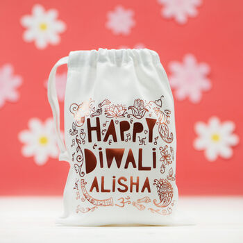 Personalised Foil Print Happy Diwali Bag, 2 of 3
