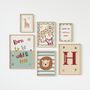 Personalised Safari Nursery Prints Set | Lion And Giraffe Wall Art, thumbnail 1 of 6