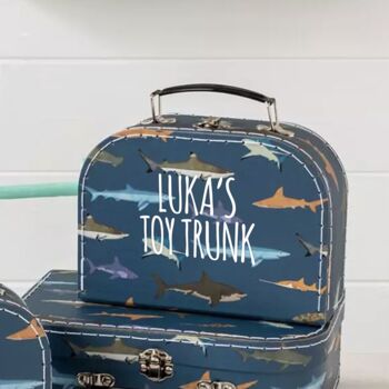Personalised Set Of Three Shark Design Suitcases, 3 of 6