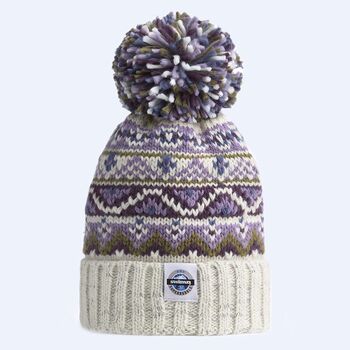 Heather Fairisle Knit Reflective Superbobble Hat, 2 of 4