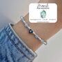 Sterling Silver March Aquamarine Beaded Bracelet: March Birthstone Personalised Initial Heart, thumbnail 1 of 5