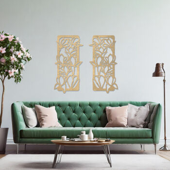 Wooden Leaf Flower Pattern Wall Art Gift For Home Or Hallway, 7 of 9