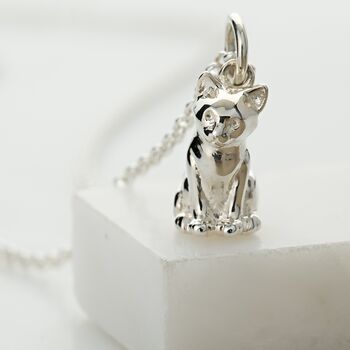 Sterling Silver Cat Charm Necklace, 5 of 7