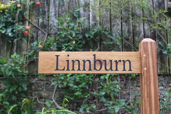 Directional Engraved Oak House Sign Post| Personalised, 4 of 7