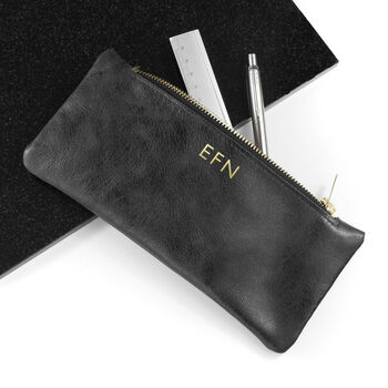 Monogrammed Luxury Leather Pencil Case, 7 of 12