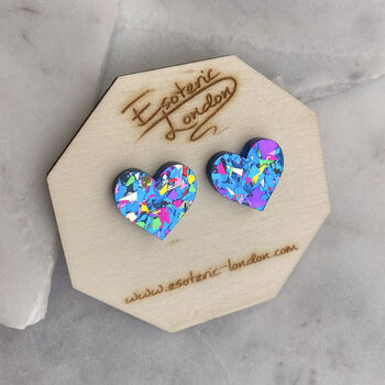 Colour Pop Confetti Heart Stud Earrings, 6 of 8