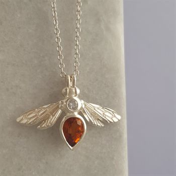Sterling Silver Citrine Bee Pendant, 2 of 4
