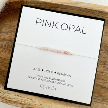 Pink Opal Silk Bracelet October Birthstone Jewellery, 5 of 6