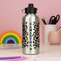 Personalised Leopard Print Silver Drinks Bottle, thumbnail 2 of 2