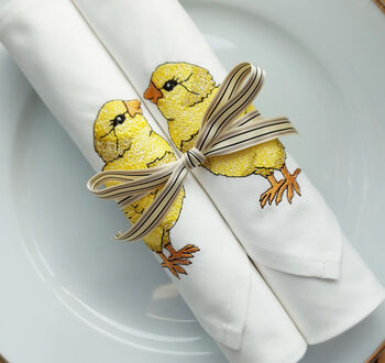 Set Of Two Embroidered Little Chick Napkins, 3 of 8