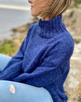 The Coco Wool And Organic Cotton Sweater In Navy Blue, 2 of 4