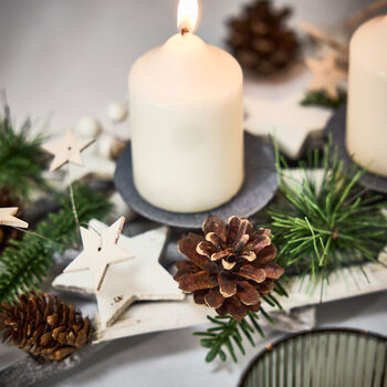 Frosted Pine Christmas Candle Table Centrepiece, 6 of 6