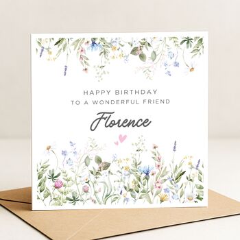 Wildflower Birthday Card Personalised For Friend, 3 of 7