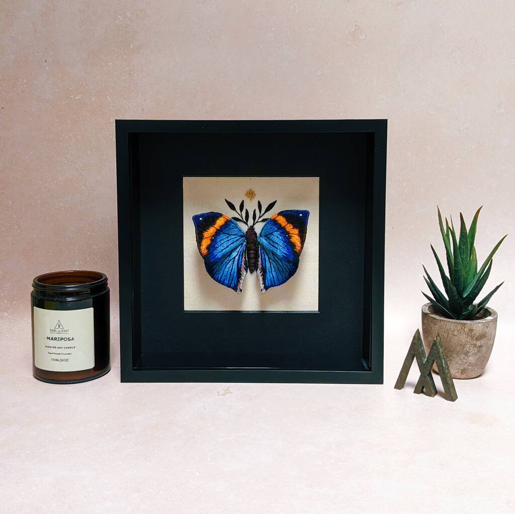 Realistic Handmade Faux Butterfly Taxidermy Embroidery, 1 of 6