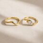 Gold Sculptural Ring Set With Bezel Set Marquise Stone, 18k Gold Vermeil Stacking Rings, thumbnail 2 of 8