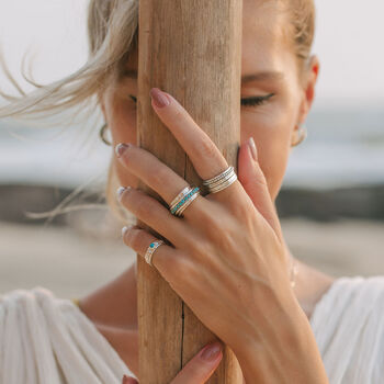 Parvati Turquoise Sterling Silver Spinning Ring, 6 of 12