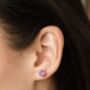 Lavender Amethyst Round Stud Earrings In Sterling Silver And Gold Vermeil, thumbnail 12 of 12