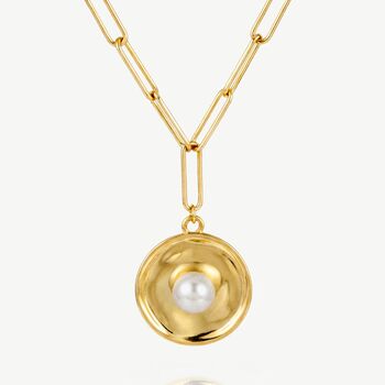 Chain Necklace With Pearl Coin In 18k Gold, Women's Jewellery, 2 of 5