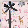 Three Sheets Of 5th Birthday Zoo Animals Wrapping Paper, thumbnail 1 of 2