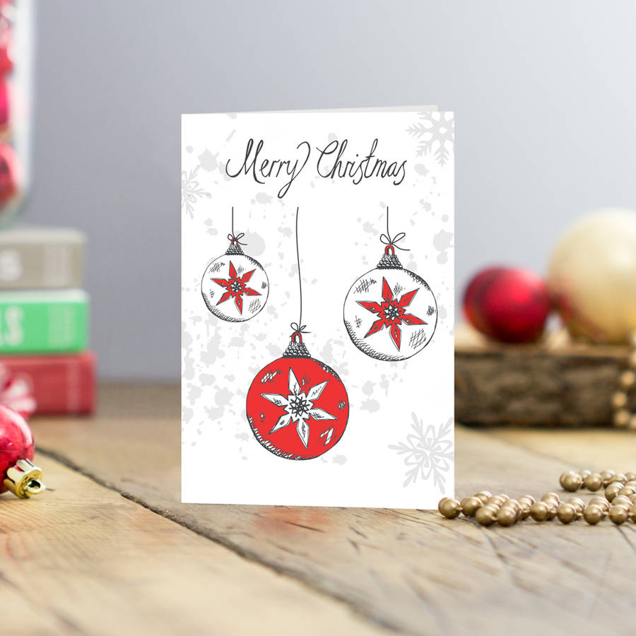 Christmas Baubles Greetings Cards Pack Of Five By Victoria Eggs