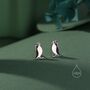 Sterling Silver Enamel Puffin Bird Stud Earrings, thumbnail 3 of 12